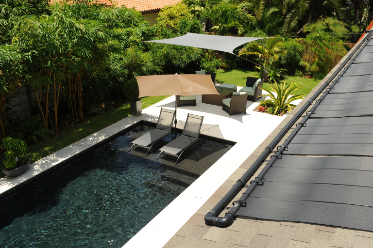 Residential Passive Solar Pool Heater, Pool And Backyard - Residential Passive Solar Pool Heater, Pool And Backyard