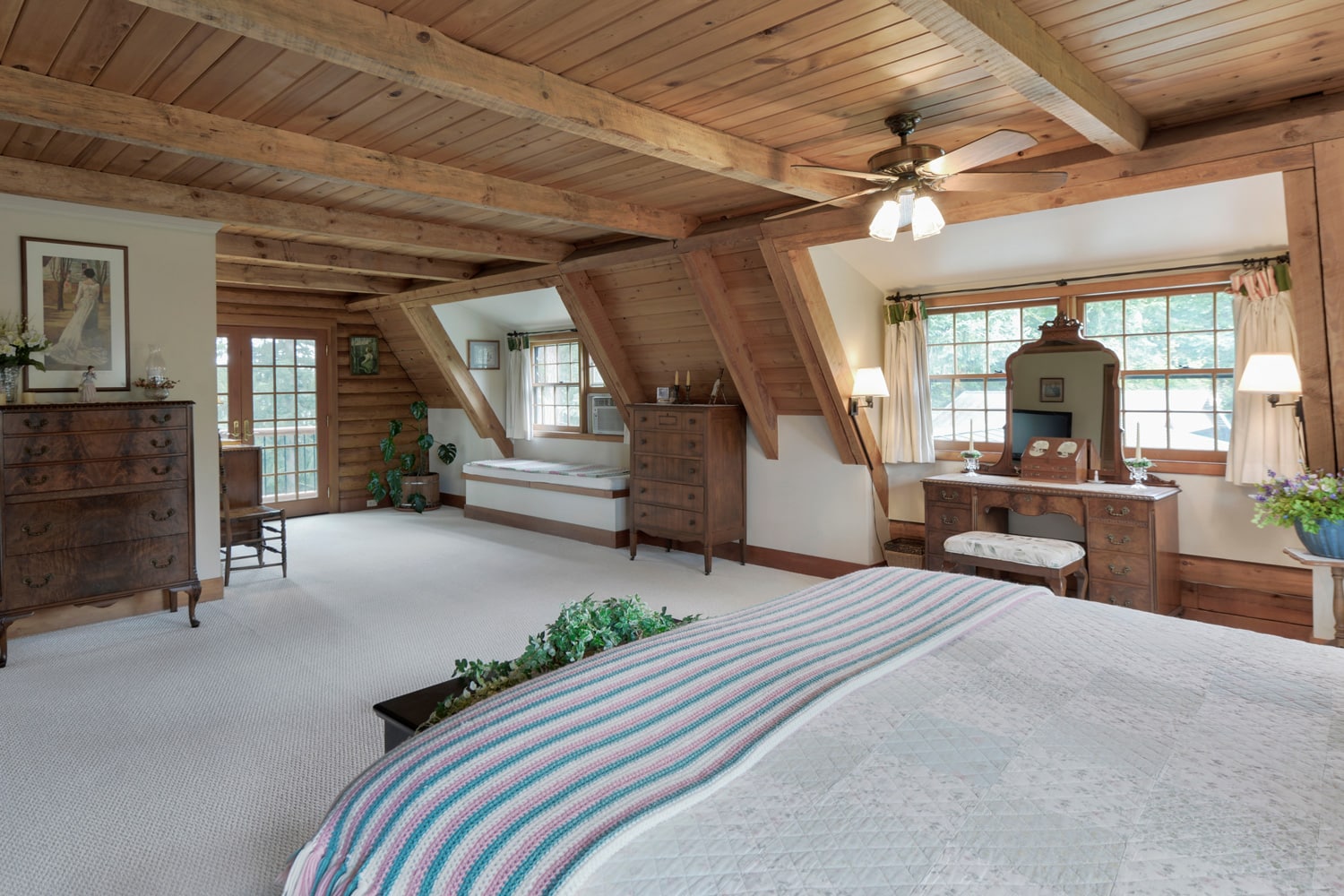 Rustic country log home bedroom interior