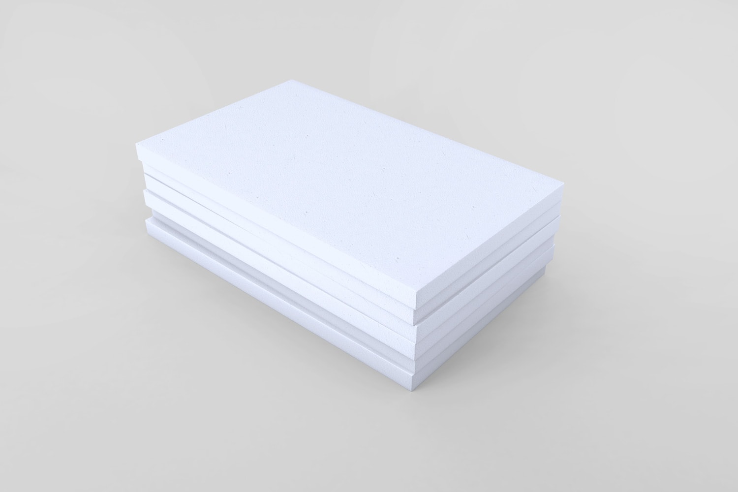 Stack of extruded polystyrene foam insulation material boards isolated on white background with clipping path