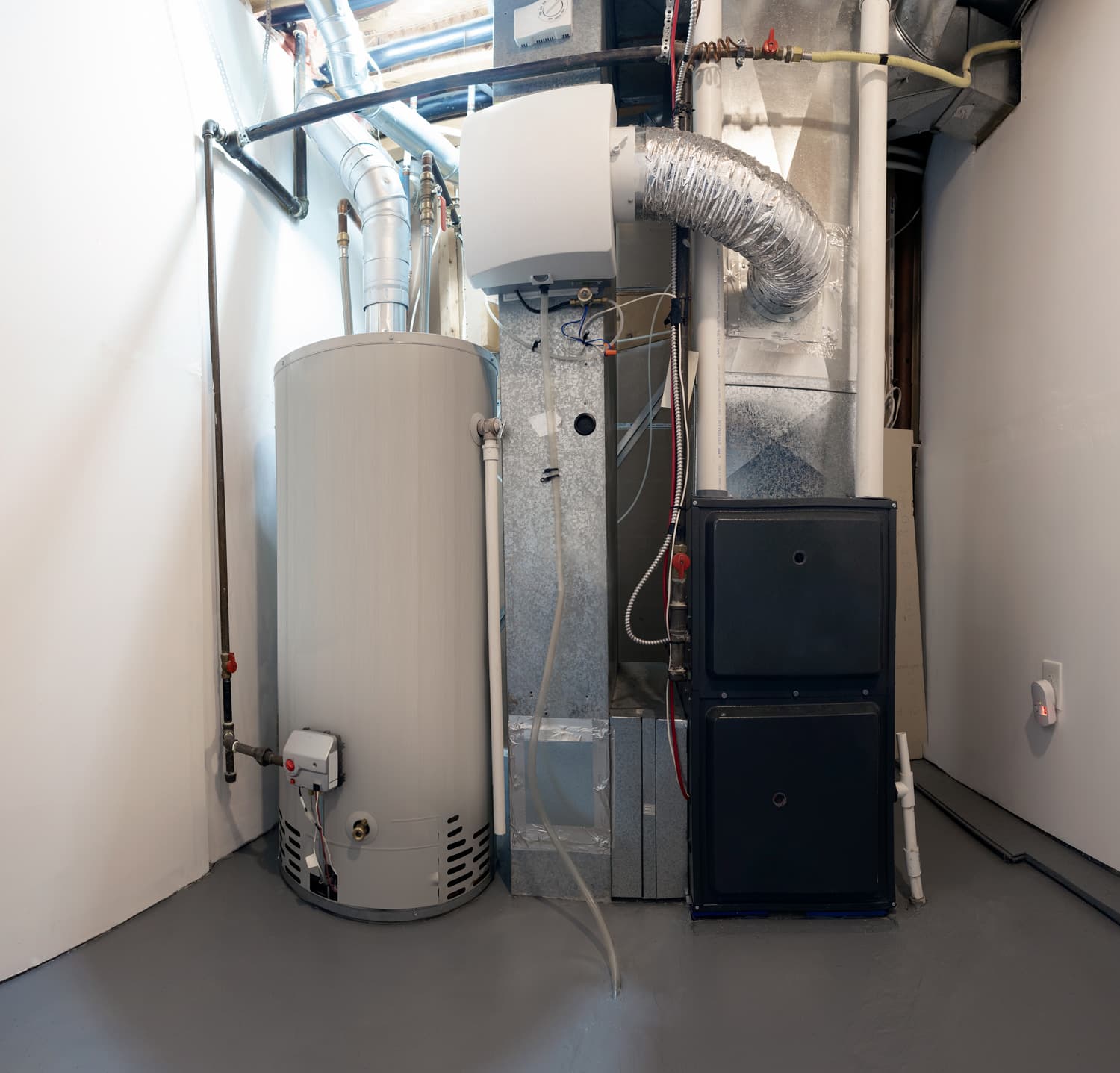 A home high efficiency furnace, boiler water heater and humidifier.