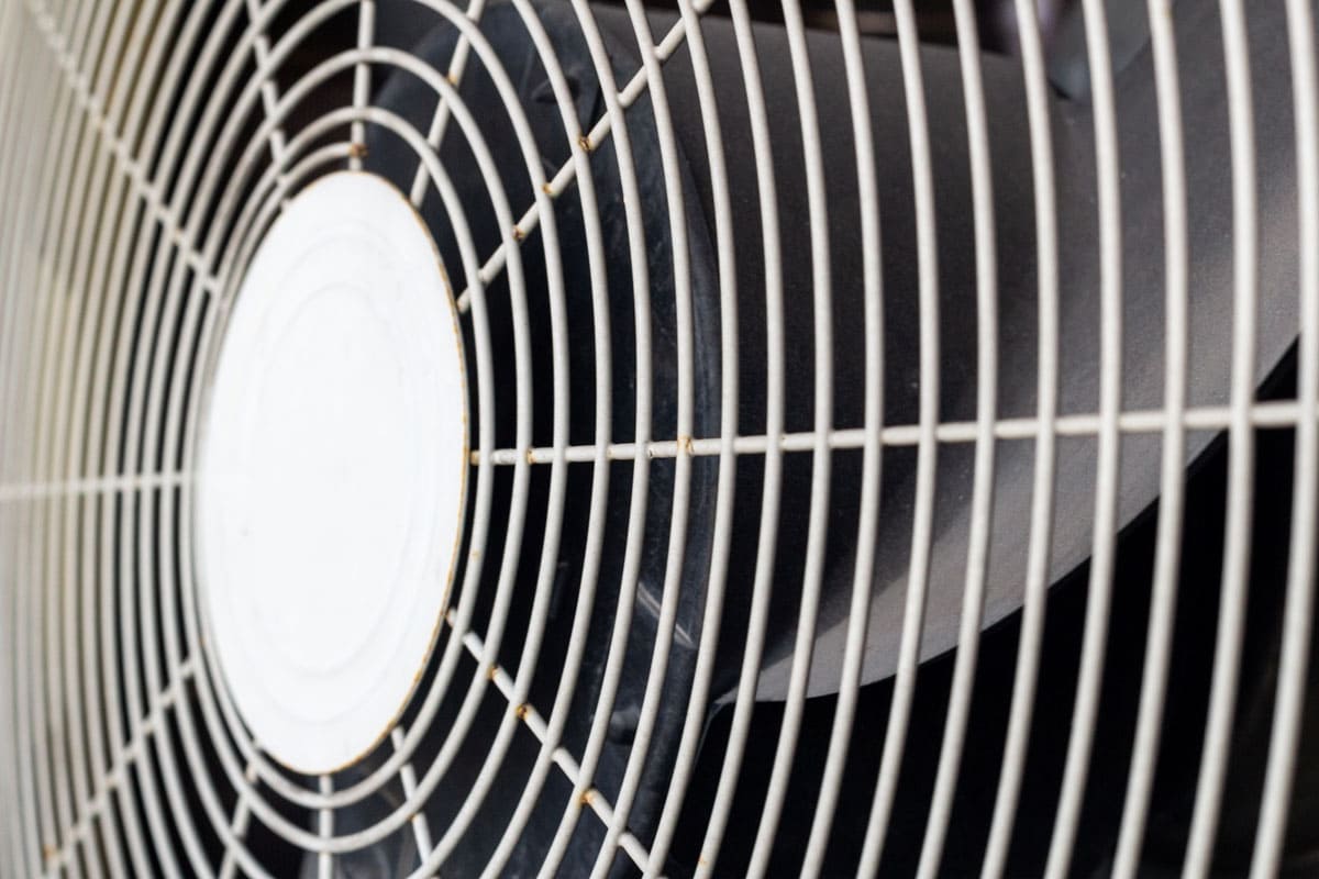 Air conditioning fan photographed up close