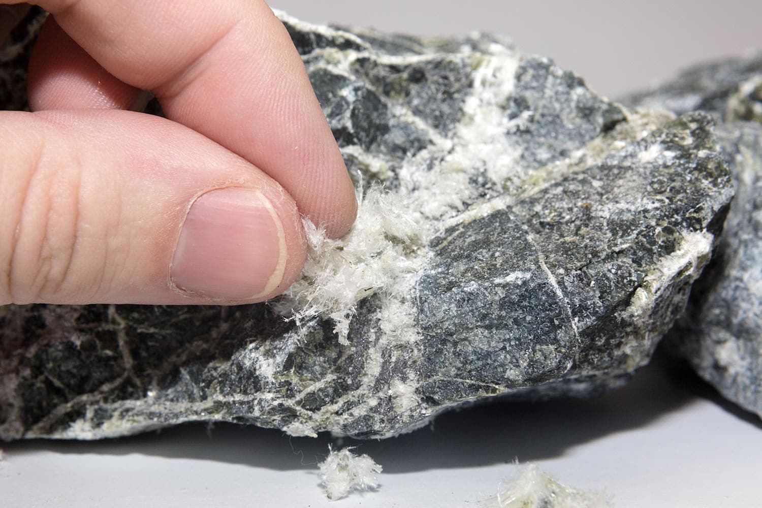 Asbestos mineral fiber in human fingers