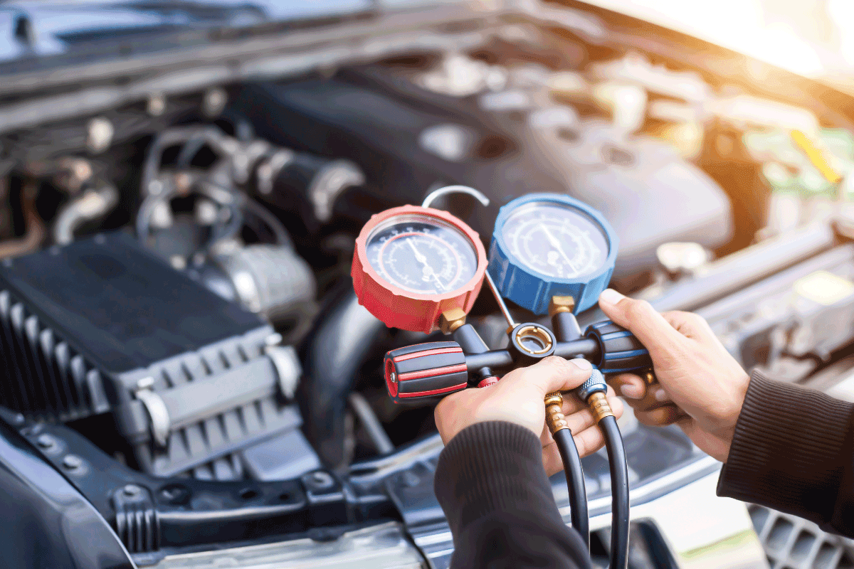 Car air conditioner check service, leak detection, fill refrigerant.Device and meter liquid cooling in the car by specialist technicians. Air Conditioner Leaking Water Inside Car - What To Do