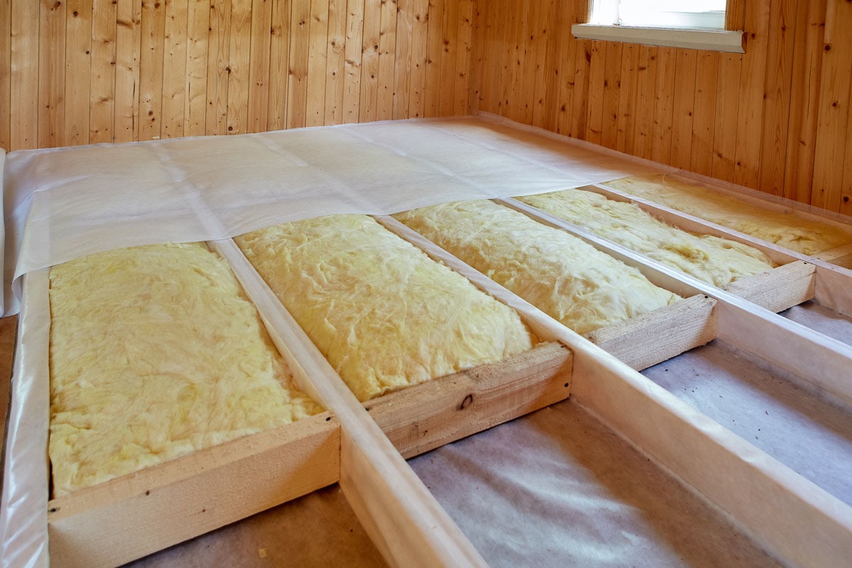 Covering mineral wool insulation inside a country home