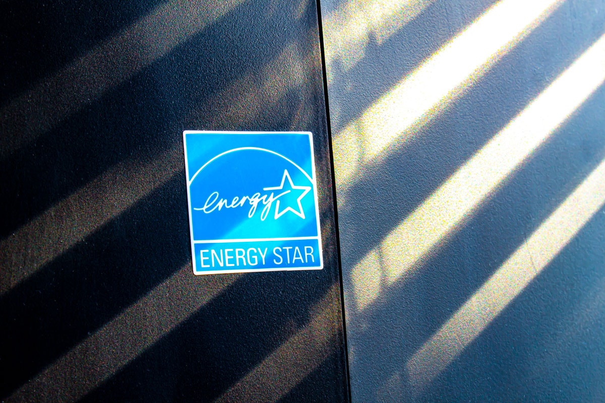 Energy star sticker on the air conditioner