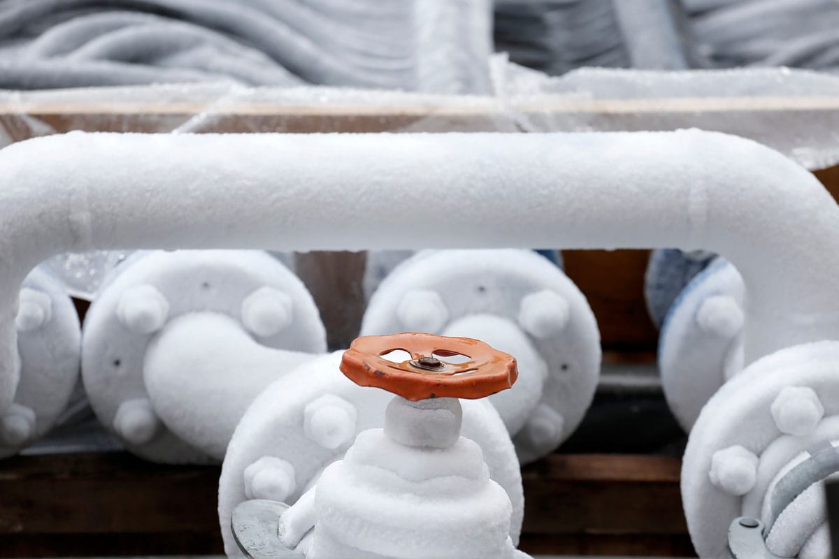 Frozen pipes in winter cold