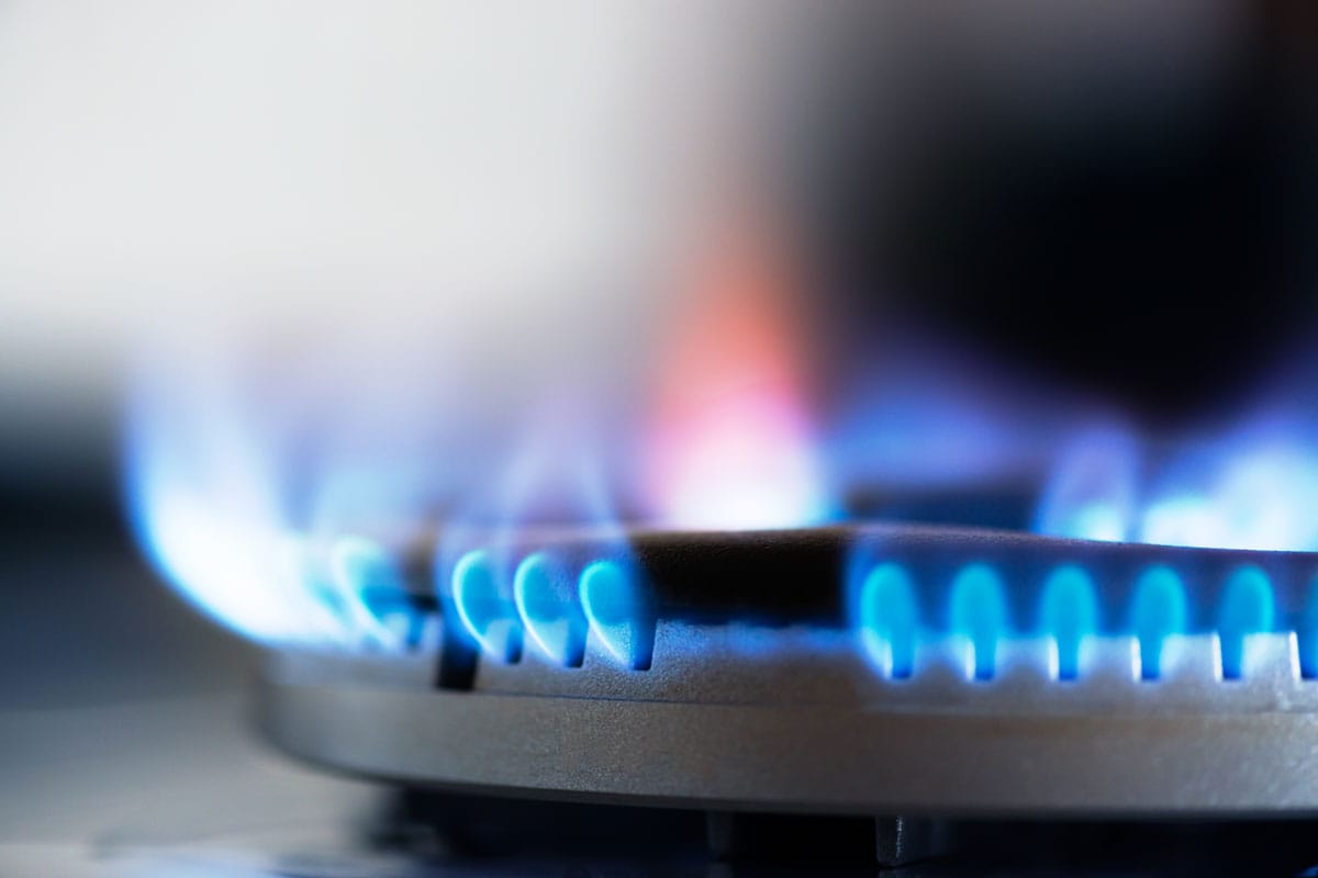 Propane gas burner photographed up close
