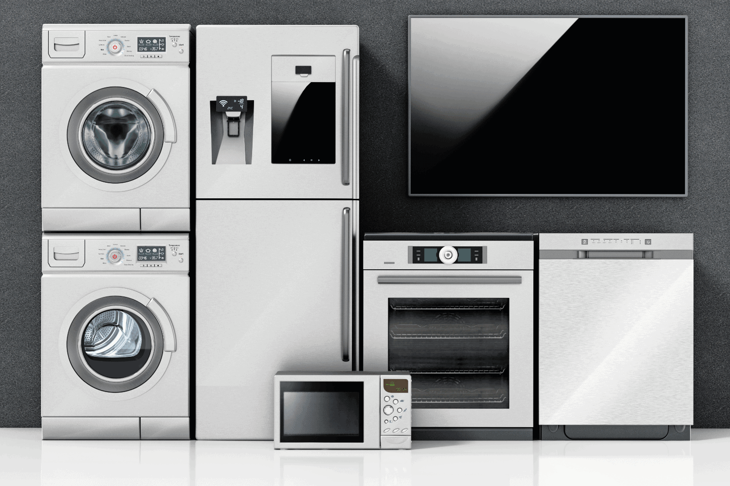 Set of contemporary house appliances.