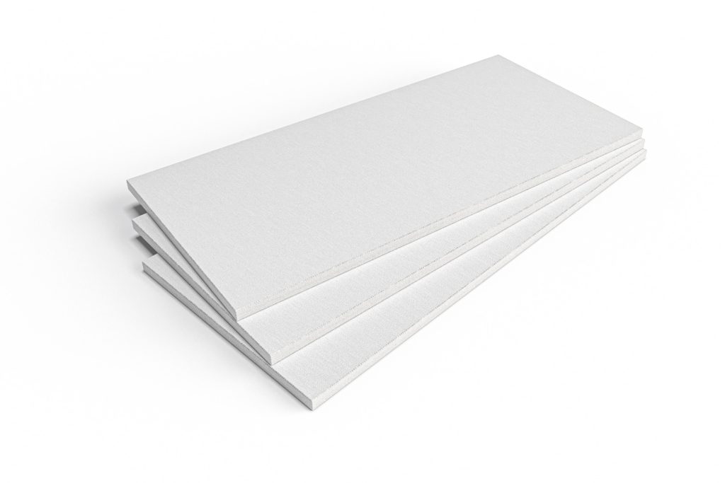 Styrofoam sheets on white background Foam Board Stack Cement Concrete panel hardwood