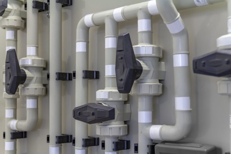 detail of a pipeline system with lots of tubes and fittings - What Size Gas Line For A Pool Heater