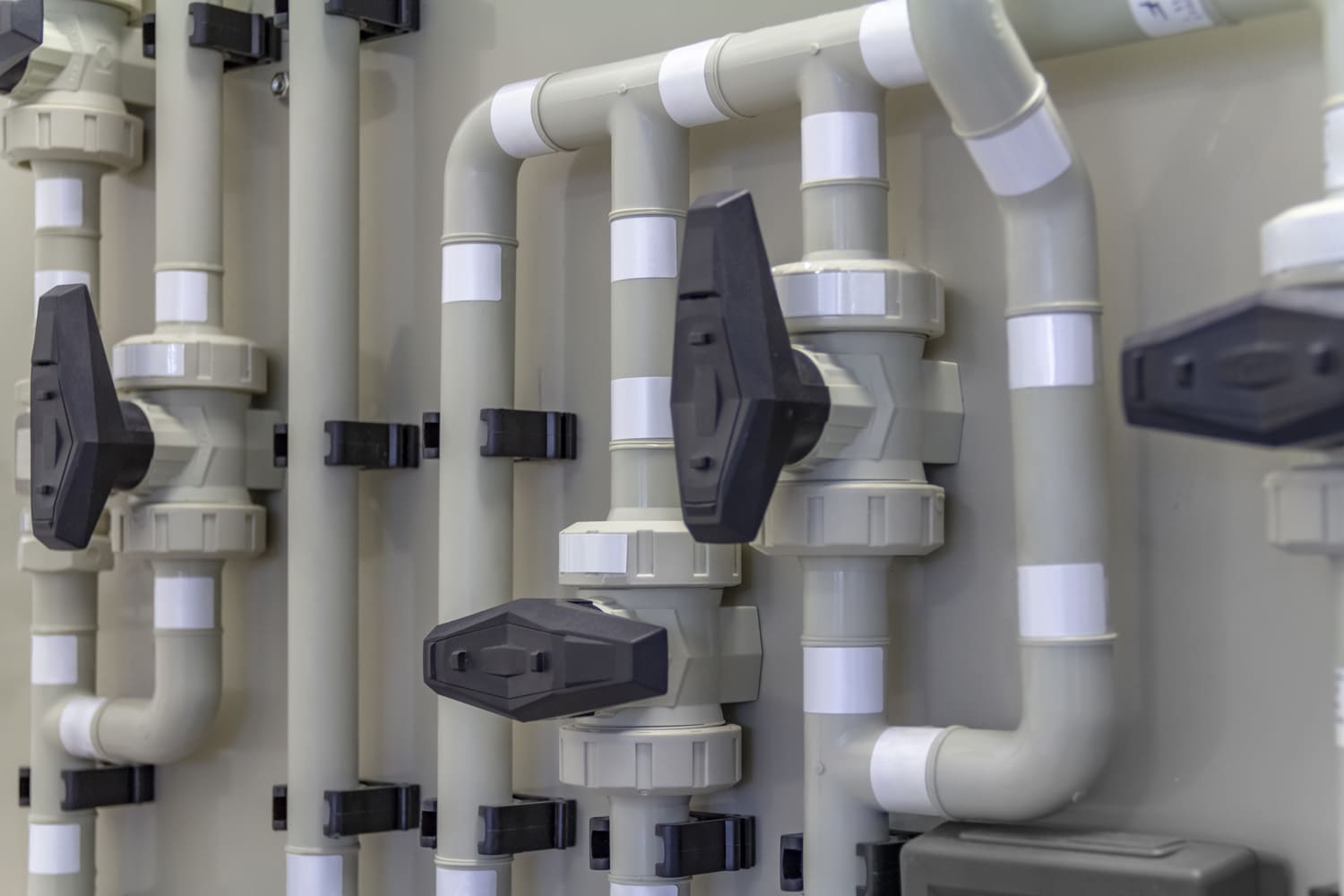 detail of a pipeline system with lots of tubes and fittings