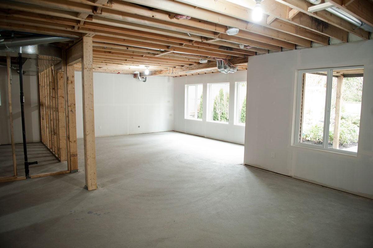 unfinished basement in someone's home being built