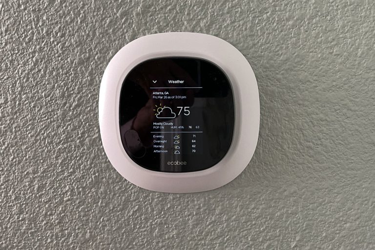 A thermostat installed in a wall called smart ecobee, How To Set Ecobee Thermostat To Emergency Heat