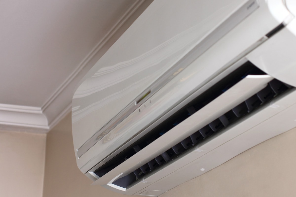 An air conditioning unit mounted for the living room