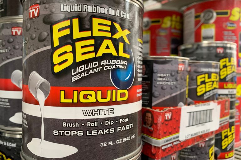 Cans of Flex Seal on a Store Shelf - Does Flex Seal Liquid Work On Pools