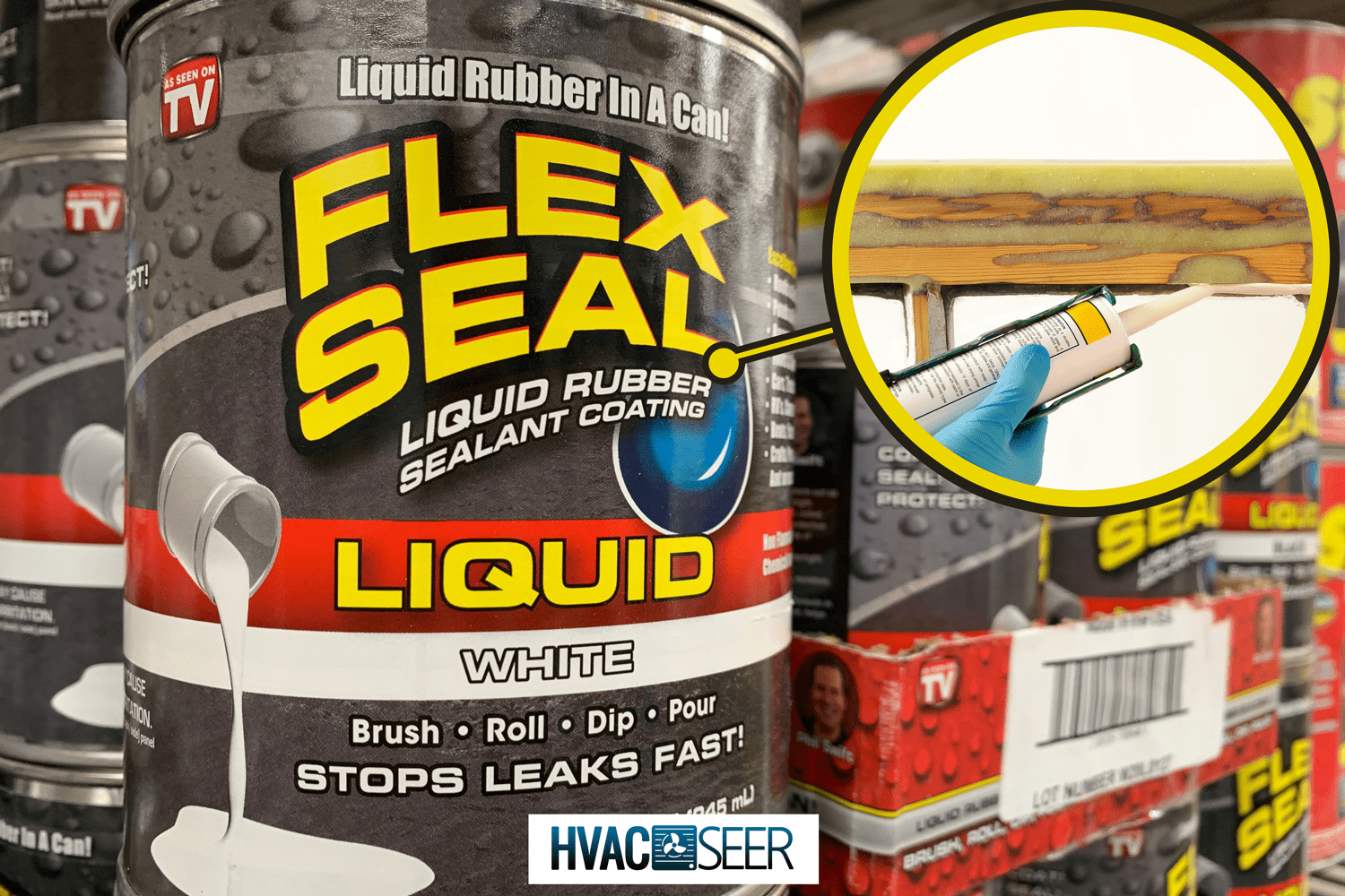 Cans of Flex Seal on a Store Shelf - Does Flex Seal Liquid Work On 