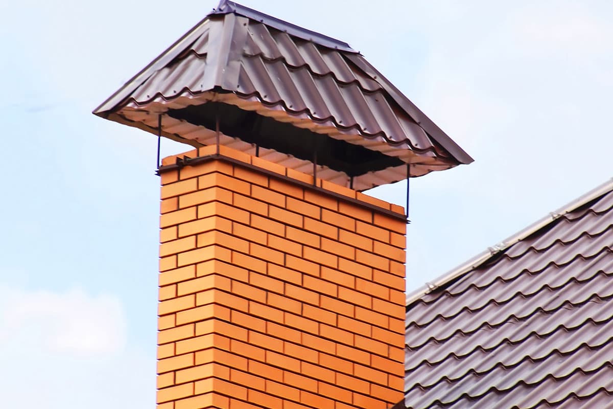 Chimney on the roof of house