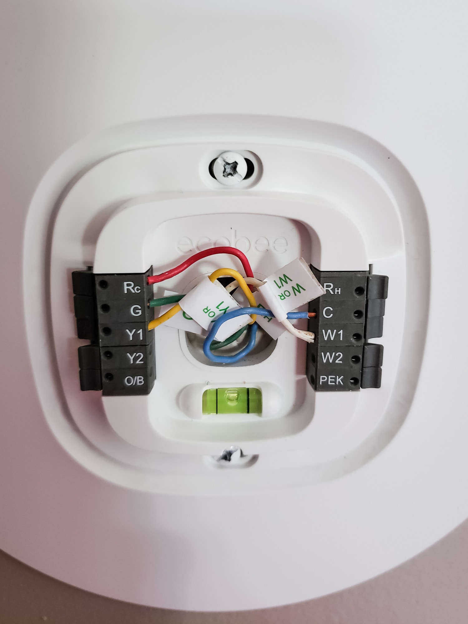Ecobee WIFI thermostat wiring for a heat and air conditioning unit for more efficiency.