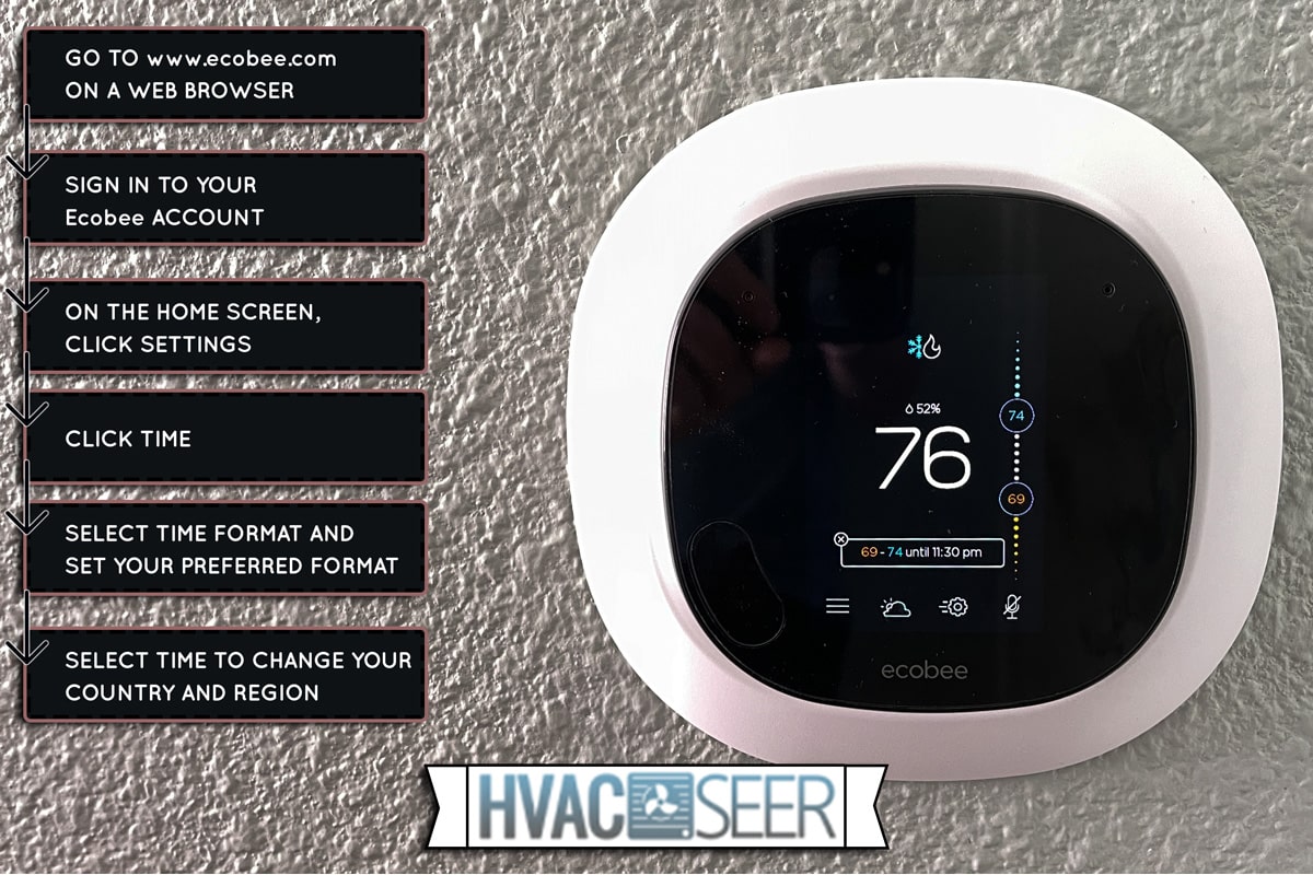 An Ecobee smart thermostat in a home, How To Change Time Zone On Ecobee