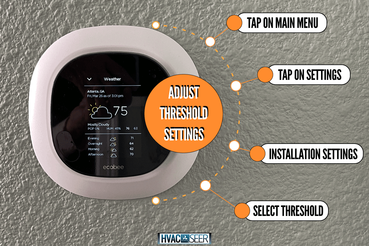 A thermostat installed in a wall called smart ecobee, How To Set Ecobee Thermostat To Emergency Heat