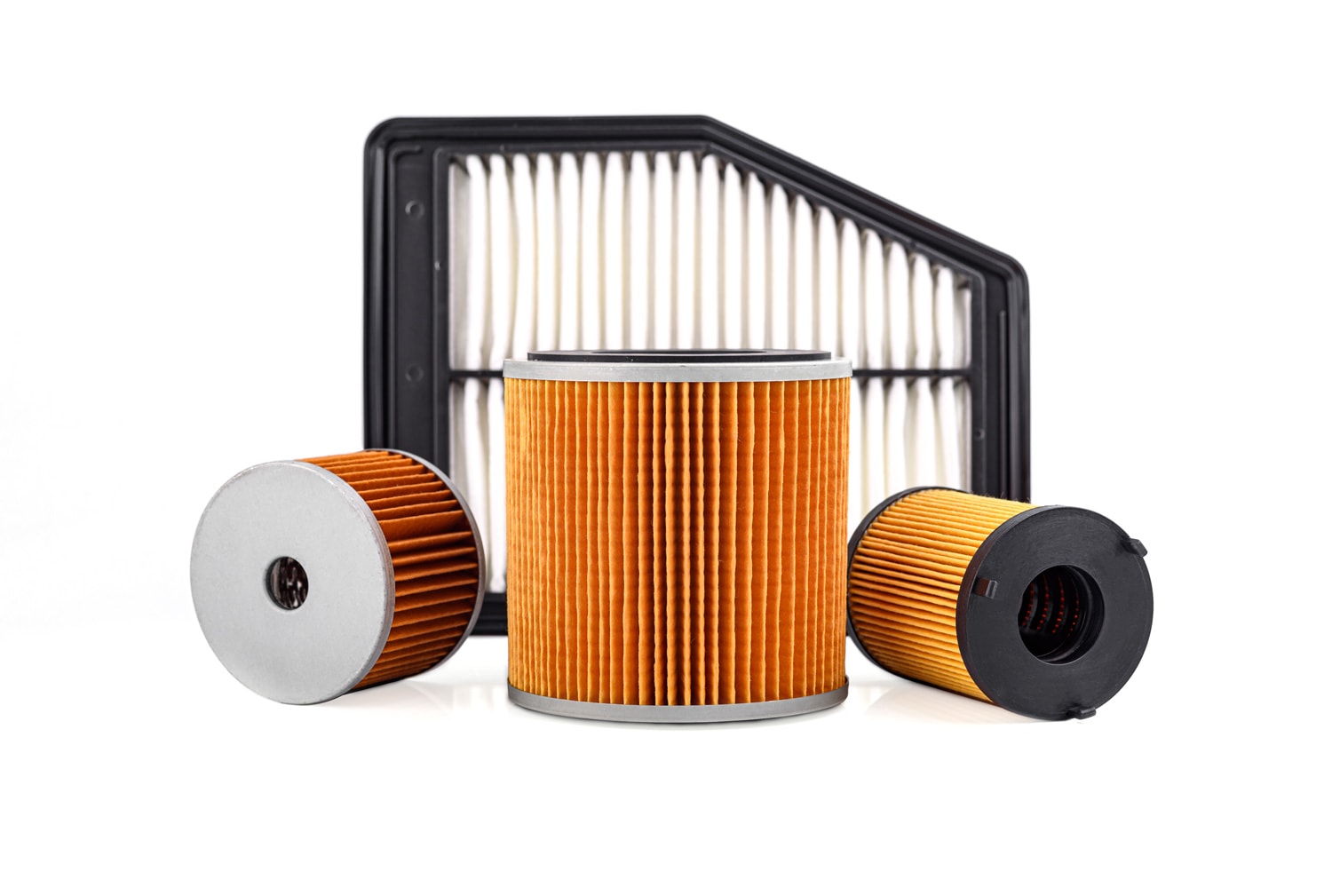  Oil , fuel or air filter for engine car isolated on white background.