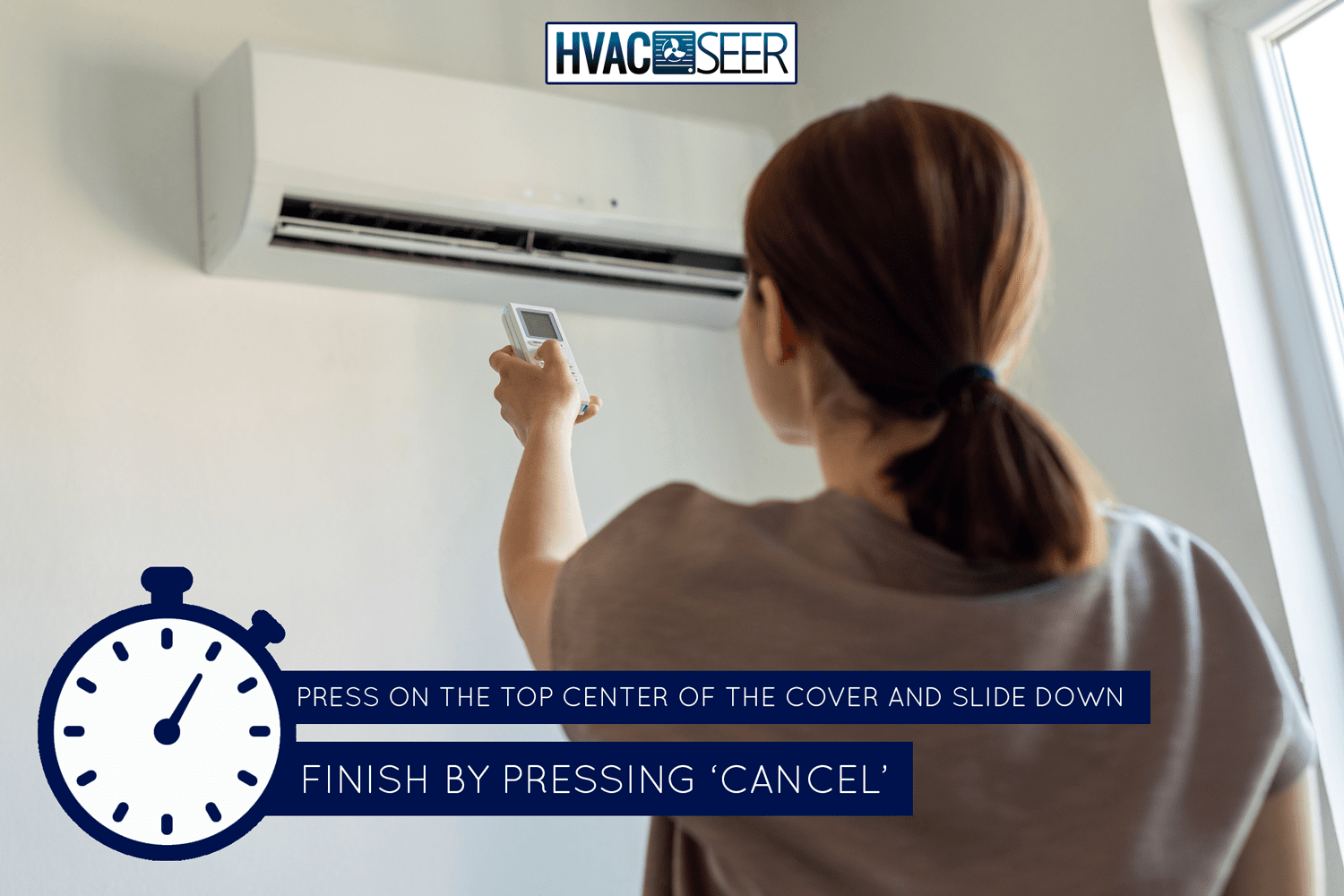 Woman turning on air conditioner with remote - How To Cancel Timer For Panasonic Air Conditioner