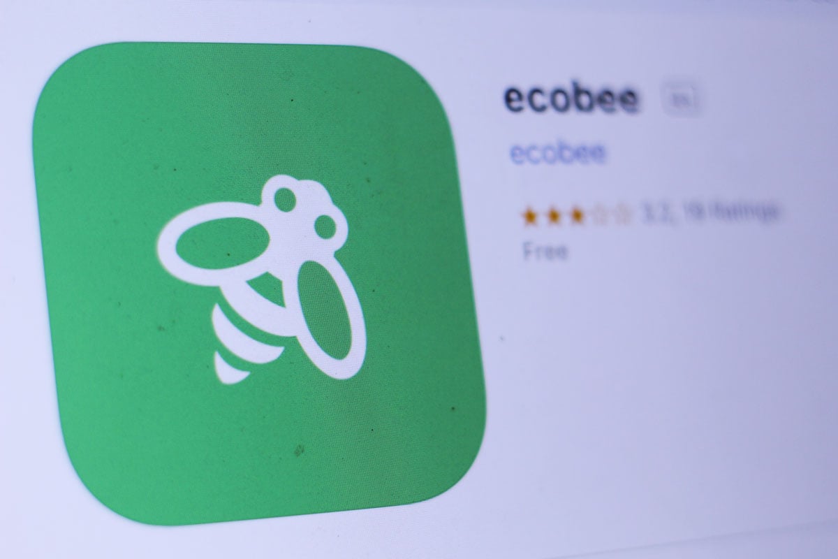 ecobee app in play store with a logo of a bee and a green background