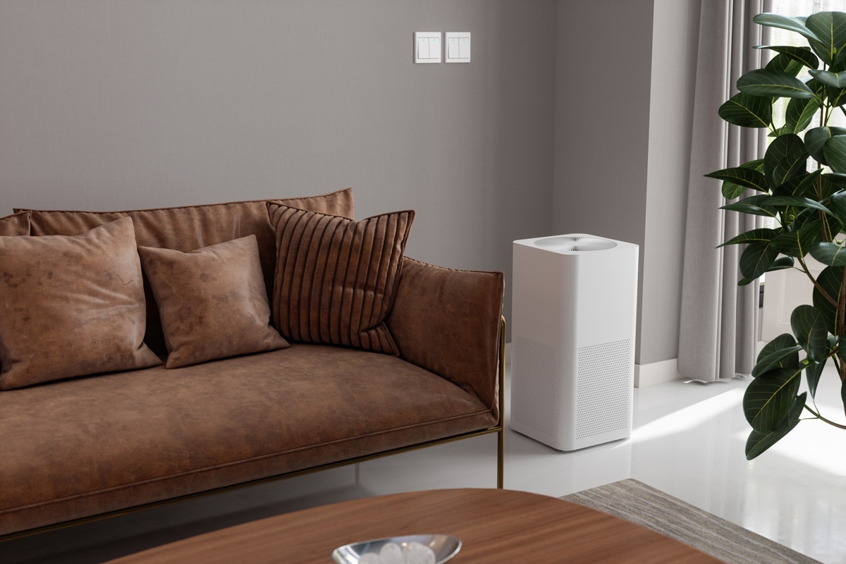 Air Purifier In Living Room For Fresh Air, Healthy Life And Removing Dust