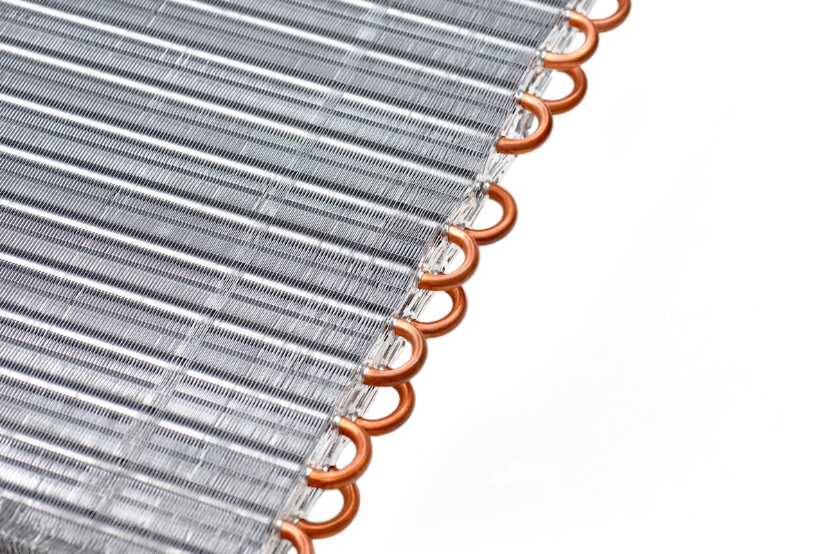 Air conditioning coils on a white background
