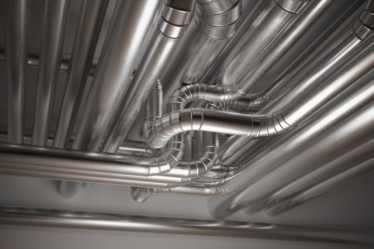 Air conditioning ductwork for a commercial building