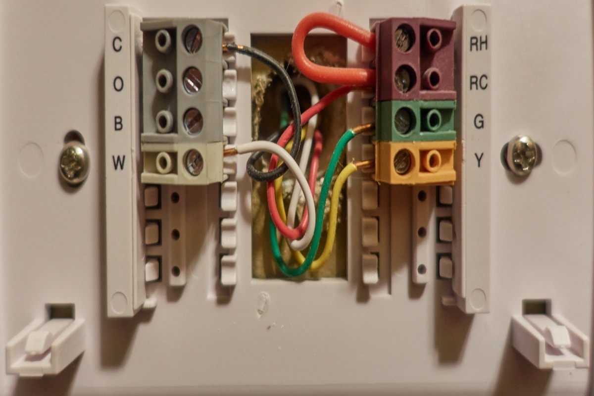 Fixing The Wirings - Furnace thermostat installation wire plate