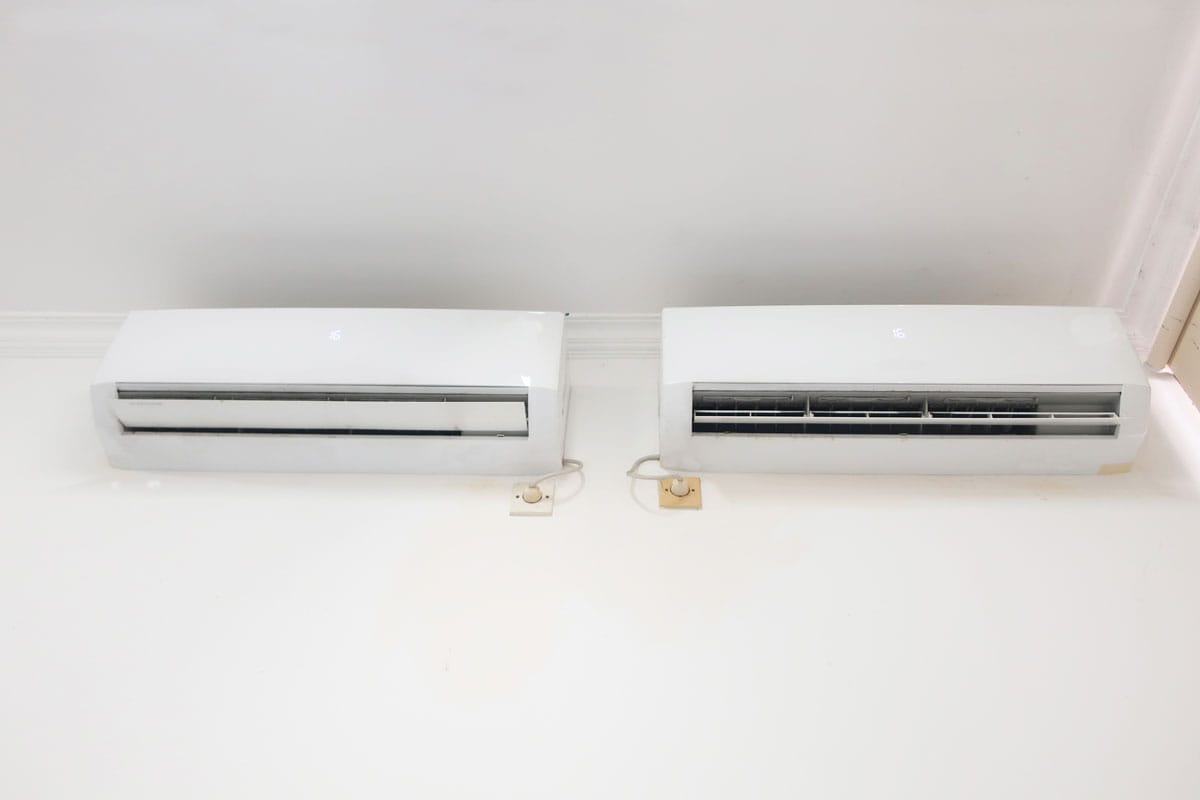 Double air conditioners working on the wall