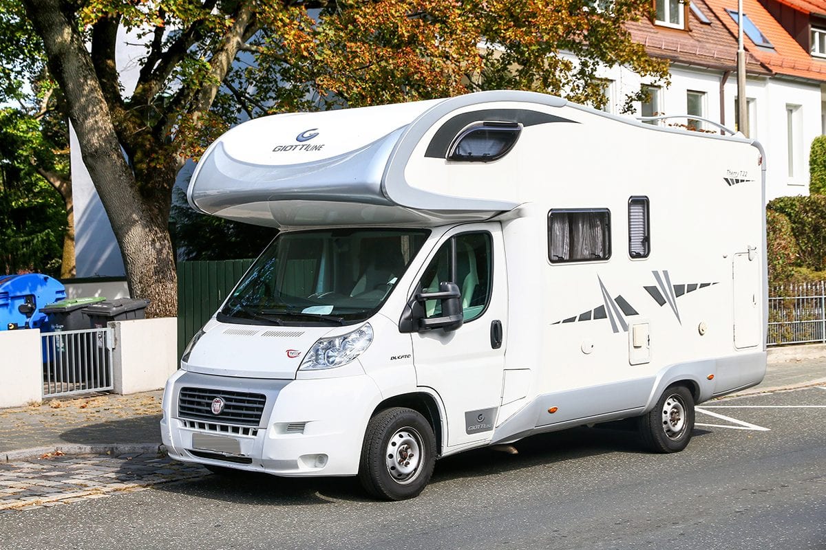 FIAT Ducato based motorhome Giottiline Therry T22 in the city street