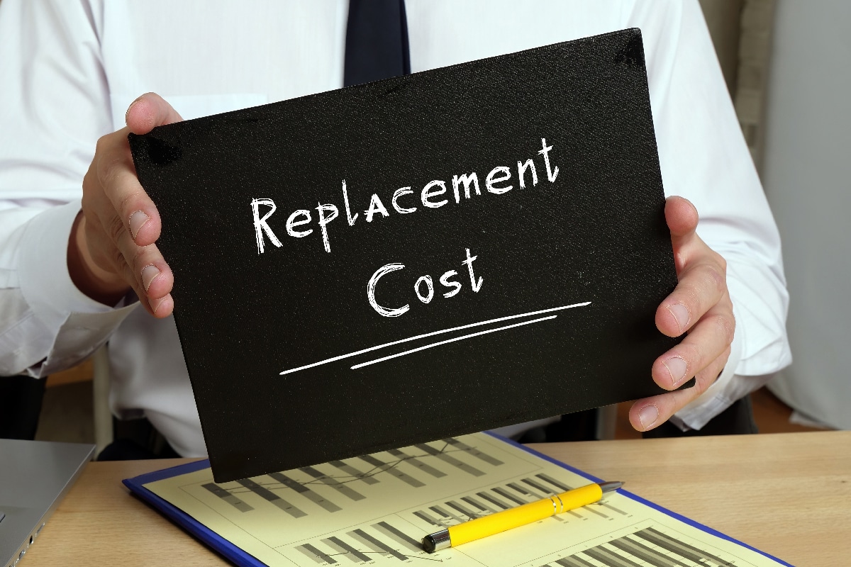 Financial concept about replacement cost with sign on the sheet