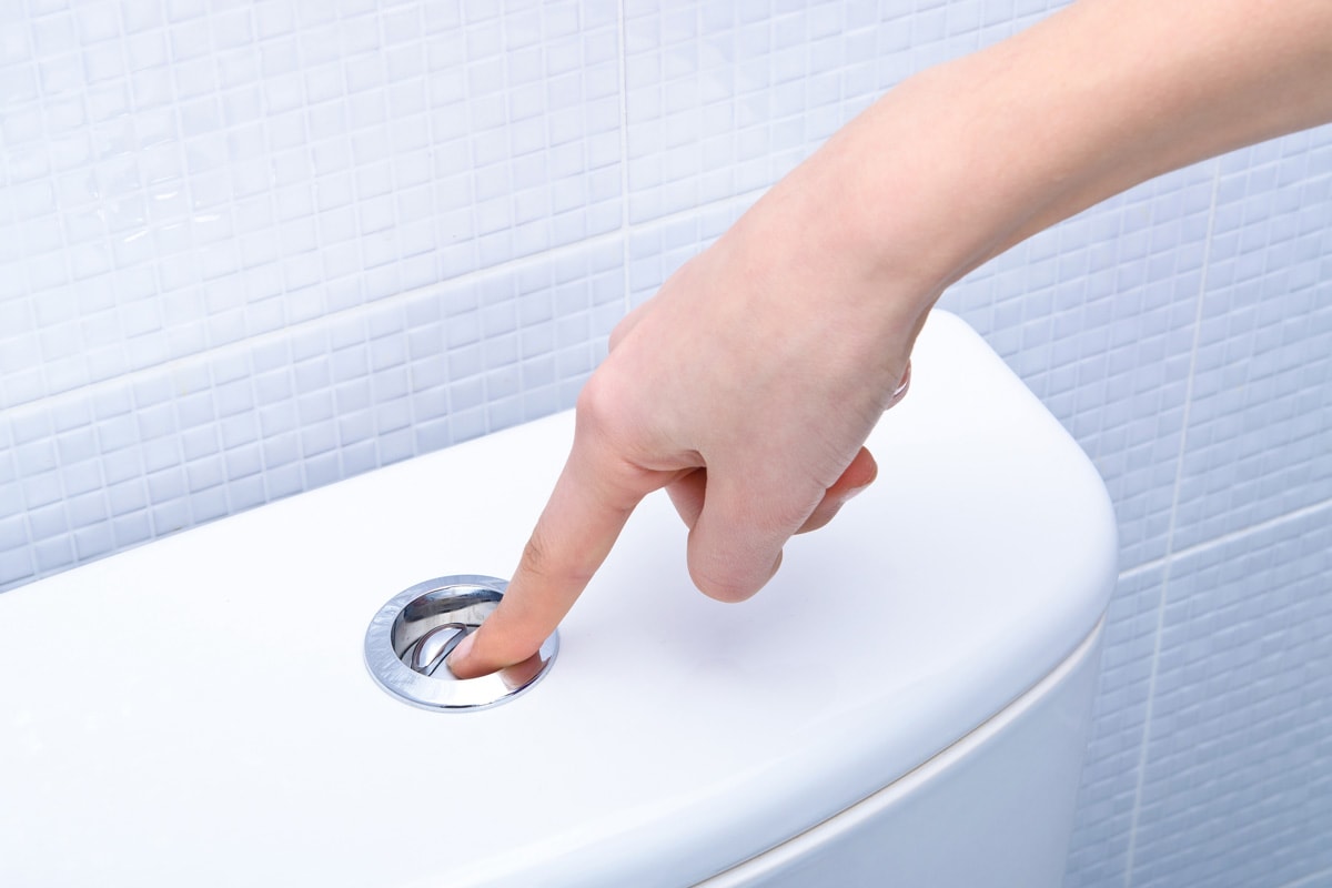 Finger pushing button and flushing toilet 