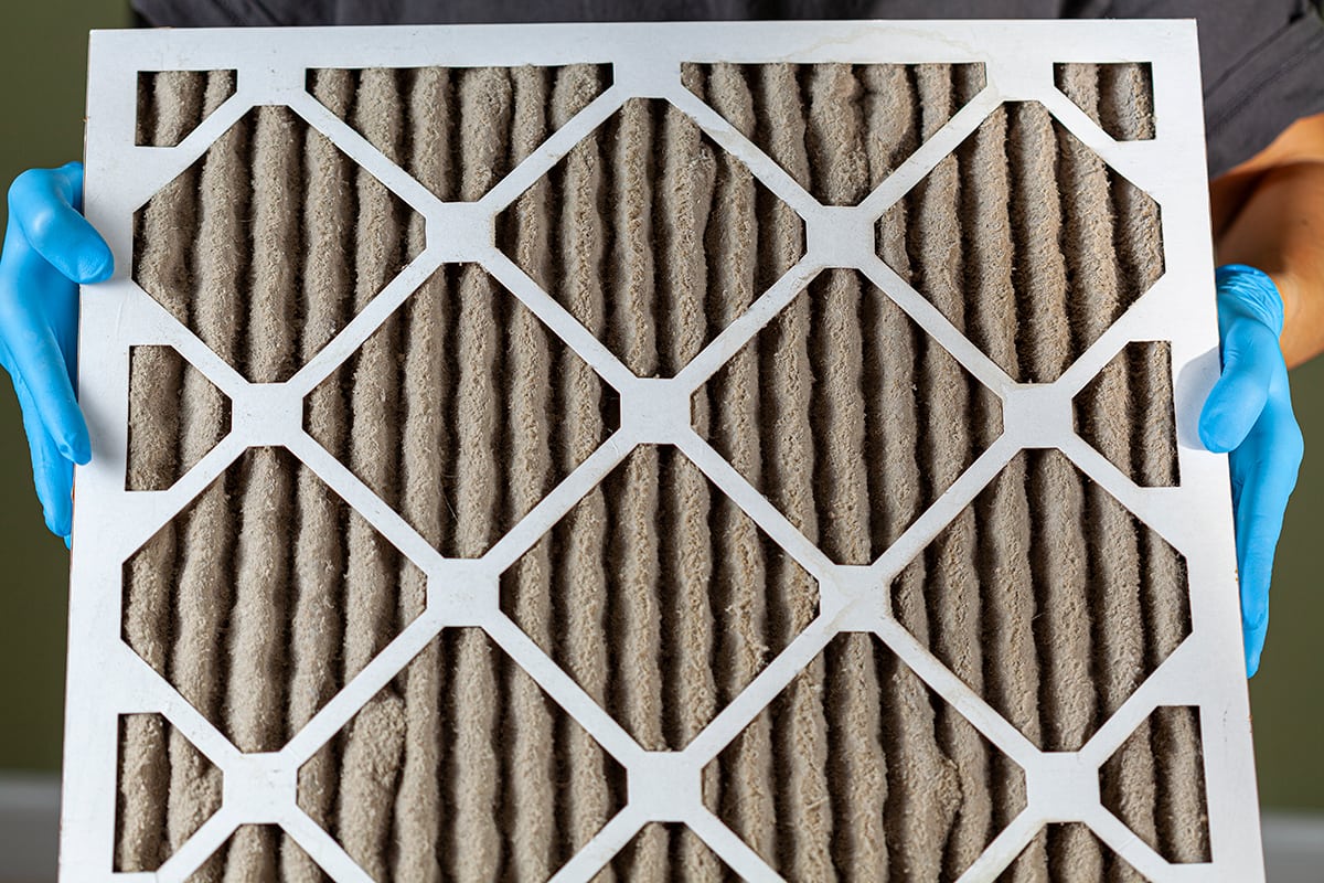 Heavily clogged dirty air filter