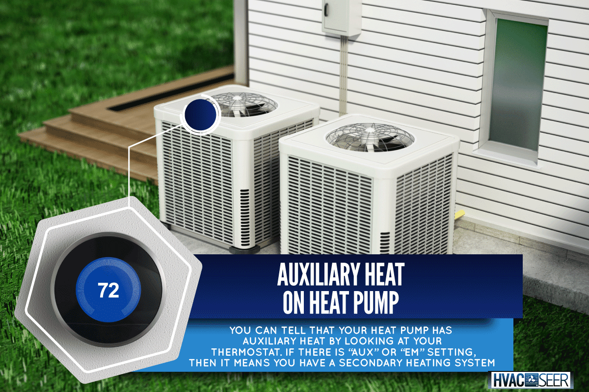 Two white hvac conditioner at the back of the house , How To Tell If Your Heat Pump Has Auxiliary Heat