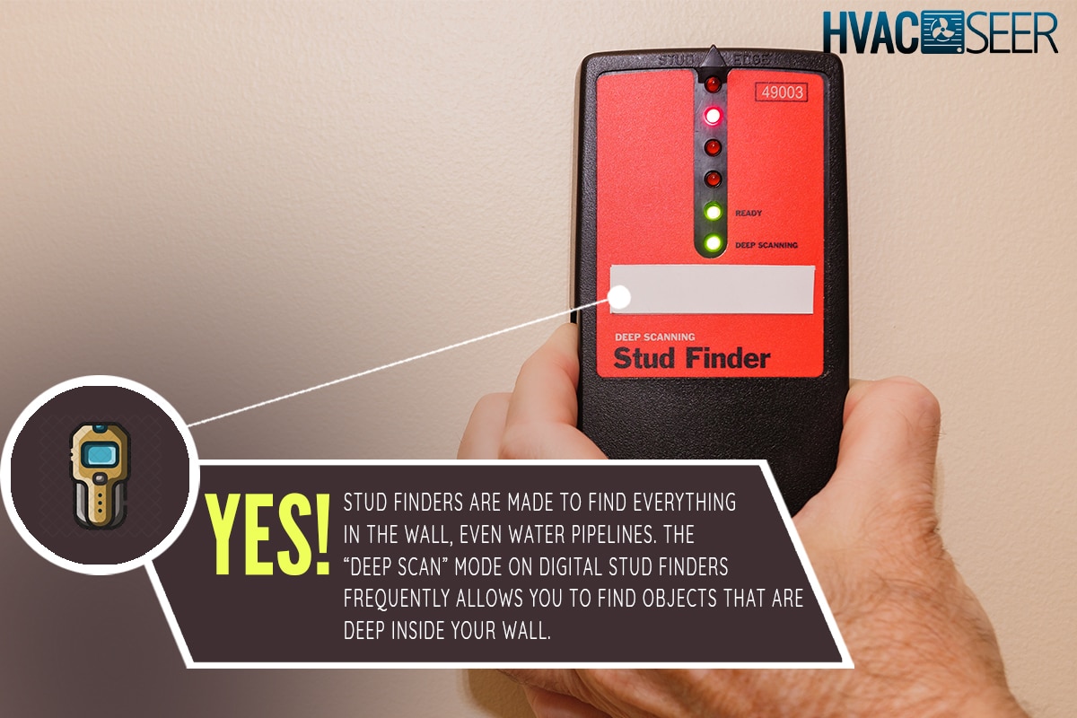Male carpenter using electronic stud finder to locate interior wall stud, Can A Stud Finder Find Water Pipes -