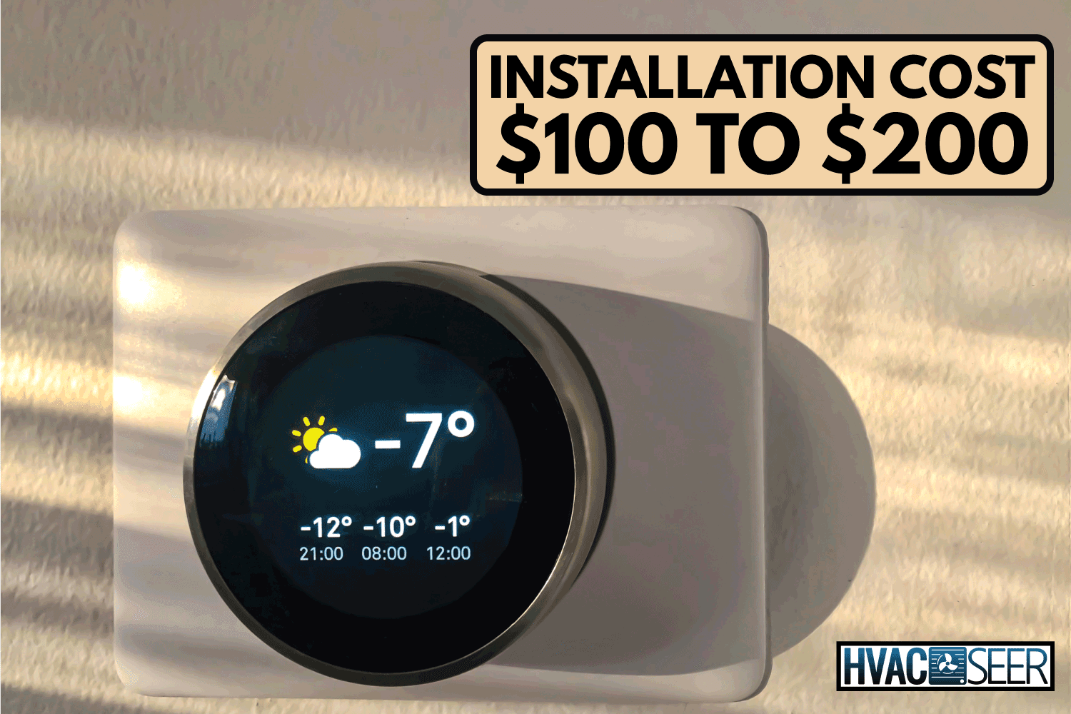 Smart Thermostat with the outside temperature during winter during the afternoon sunset. How Much Does It Cost To Install A Nest Thermostat