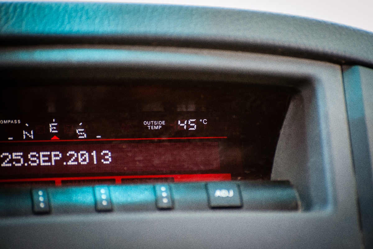 Temperature gauge on the dash board of a car