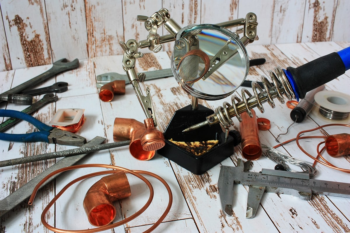 Tools and materials for soldering copper pipes