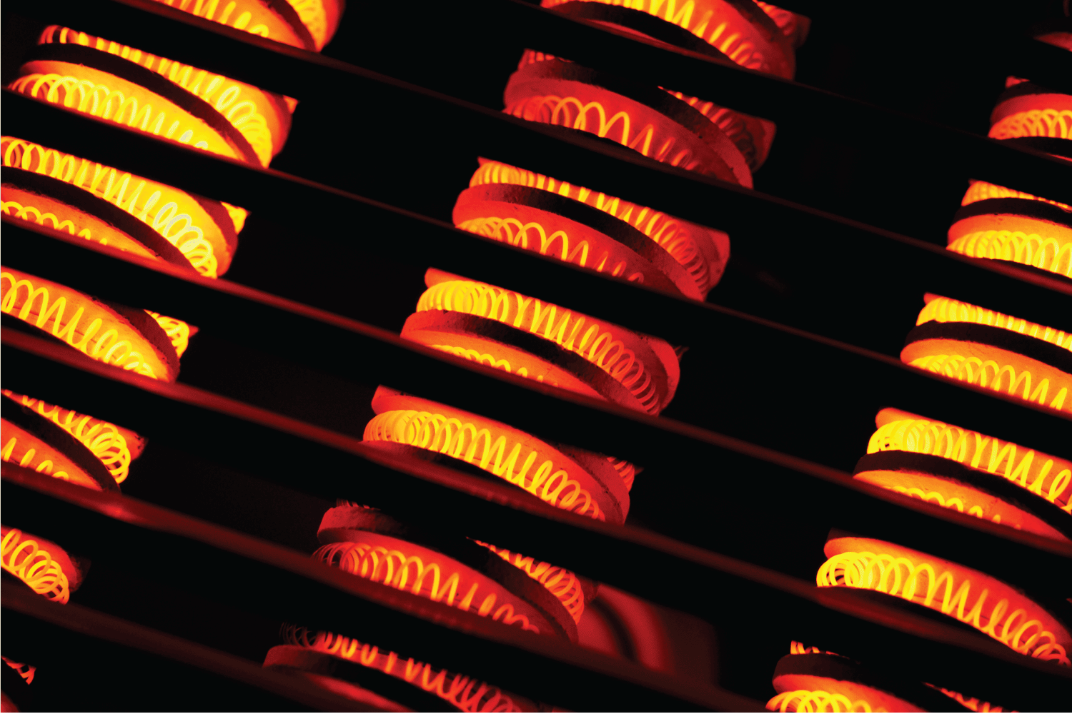 glowing electric heating coils of a home heating system