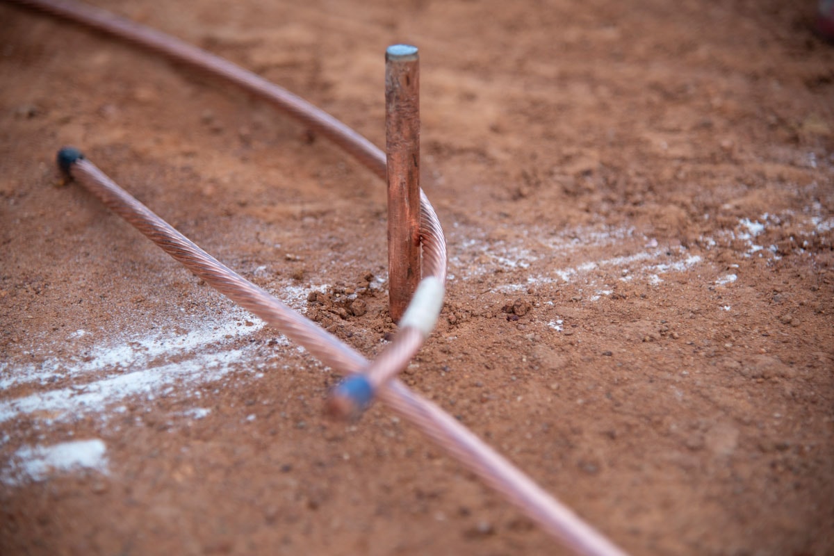 photo of a ground copper installed on the ground of the constructed house