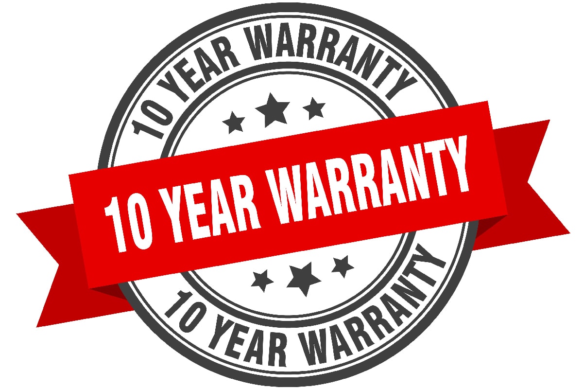10 year warranty label