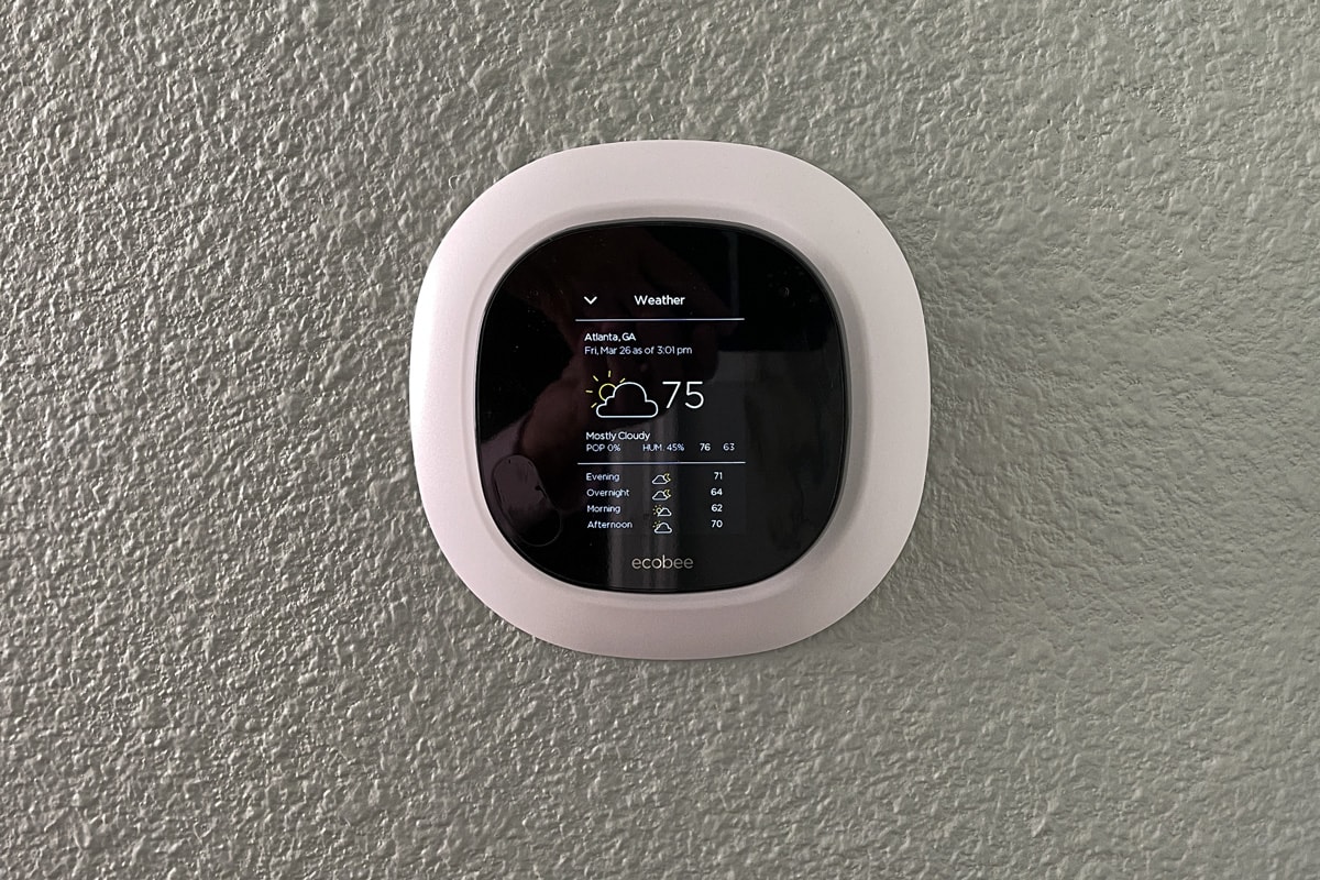 An Ecobee thermostat for the living room