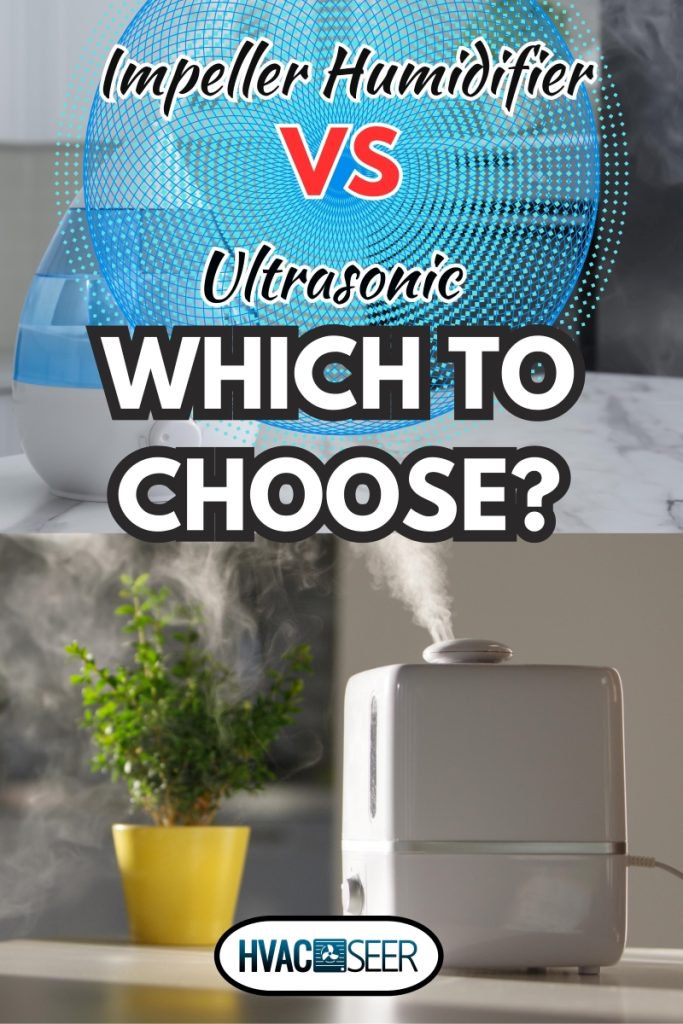 Close up of aroma oil diffuser on the table at home, steam from the air humidifier, houseplant on background. Ultrasonic technology, increase in air humidity indoors, comfortable living condition, Impeller Humidifier Vs Ultrasonic - Which To Choose?