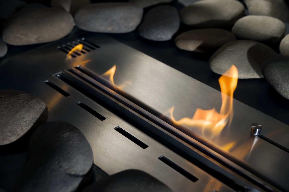 Can A Gas Fireplace Work Without A Chimney - Modern bio fireplace made of stainless steel with a burning fire
