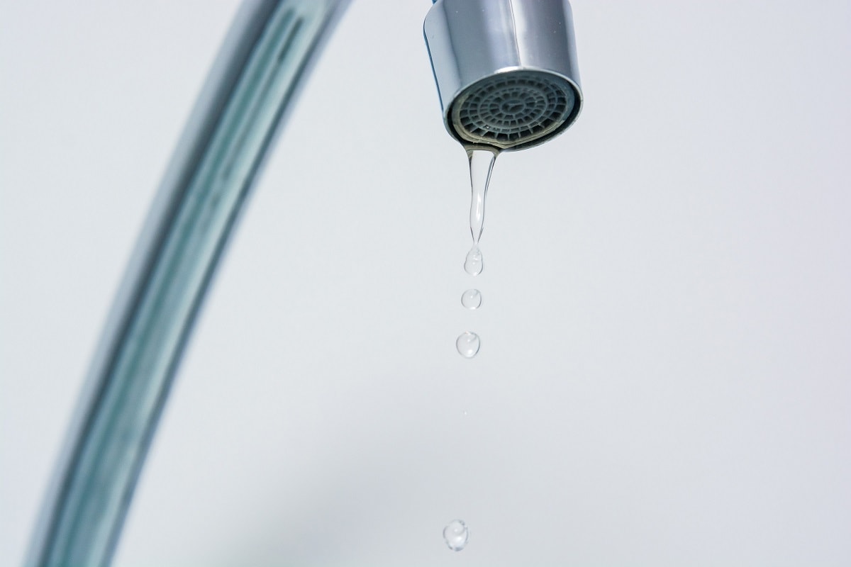 Closeup of modern bathroom chrome faucet