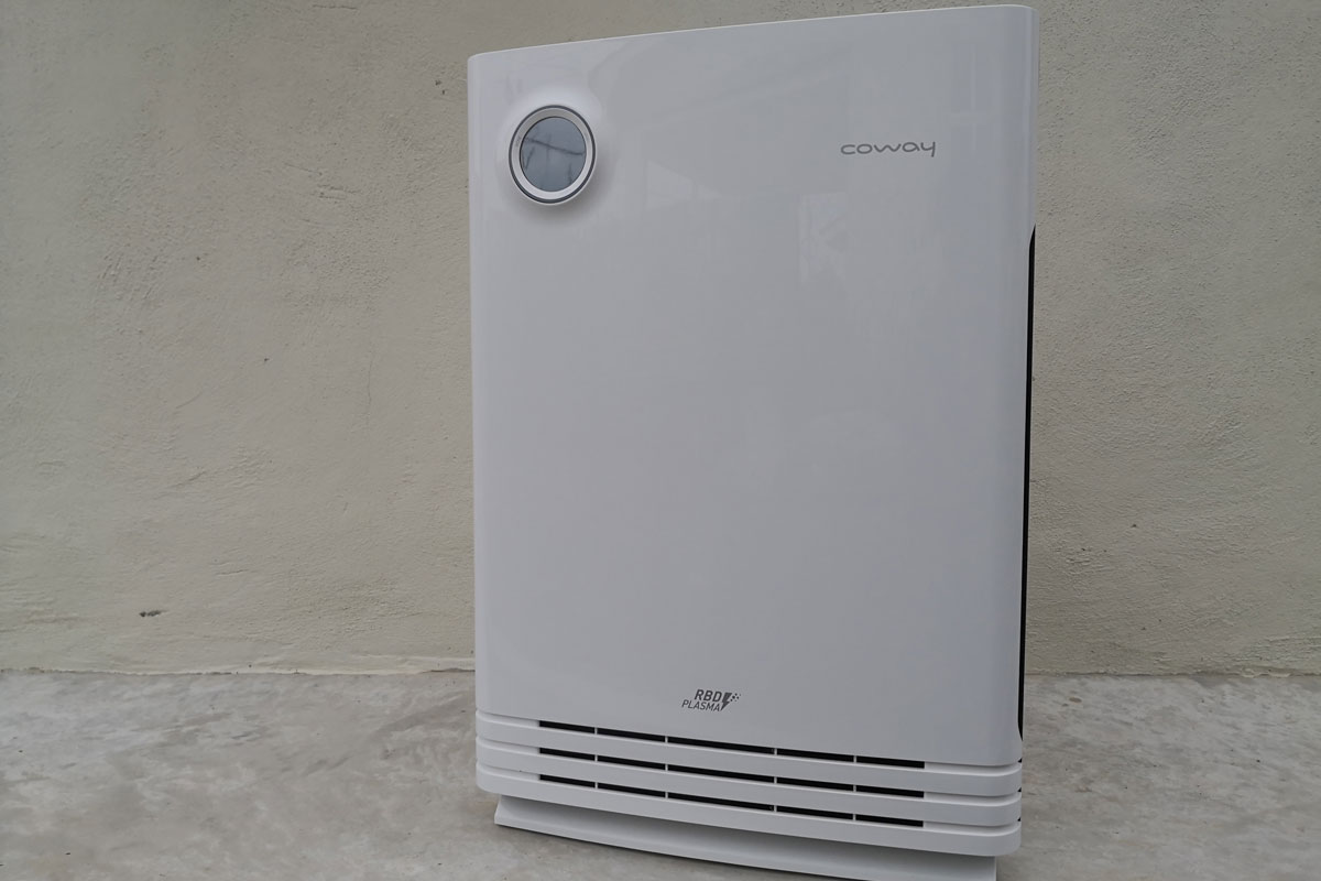 Coway Air purifier on display on the floor
