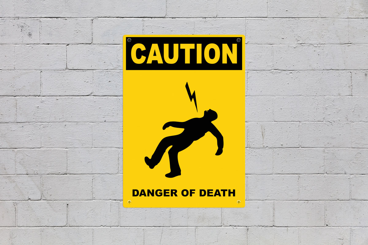 Danger of death electricity warning sign
